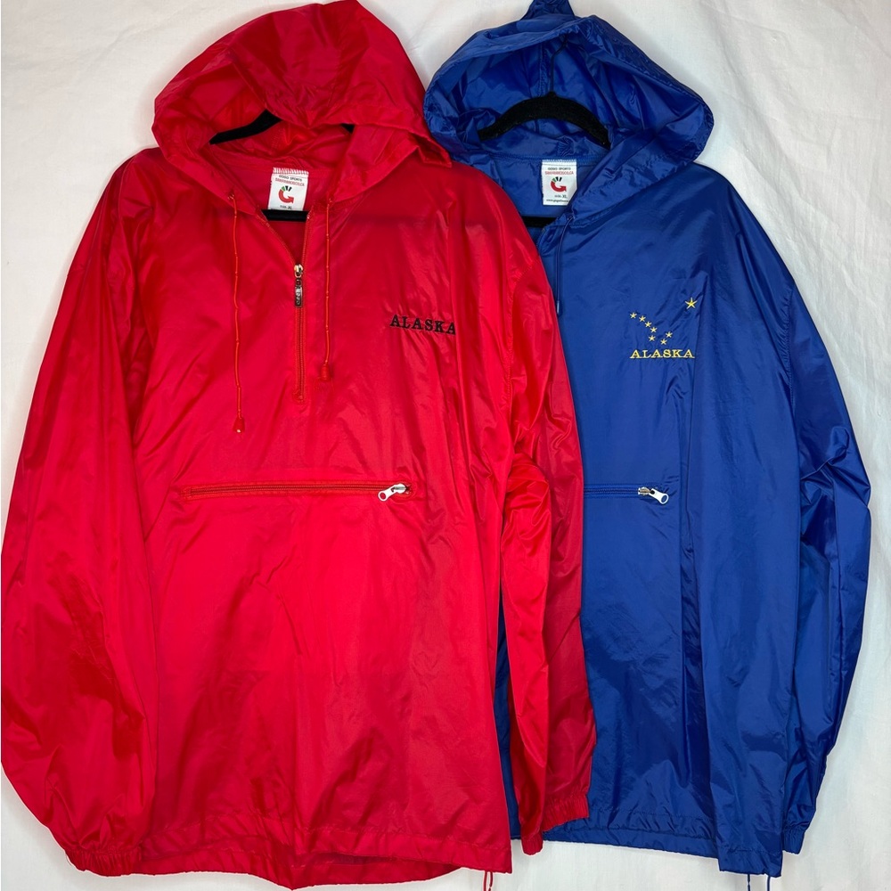 GOGO Sports men’s windbreakers (set of 2) embroideredAlaska,quarter zip,hoodedXL